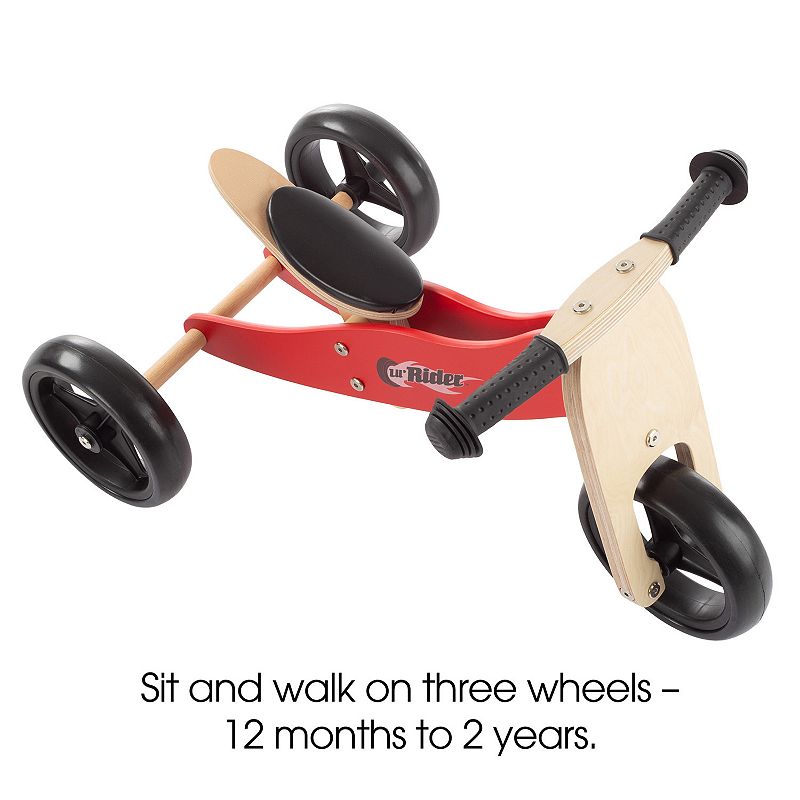 Lil' Rider 2-in-1 Wood Balance Bike and Push Tricycle