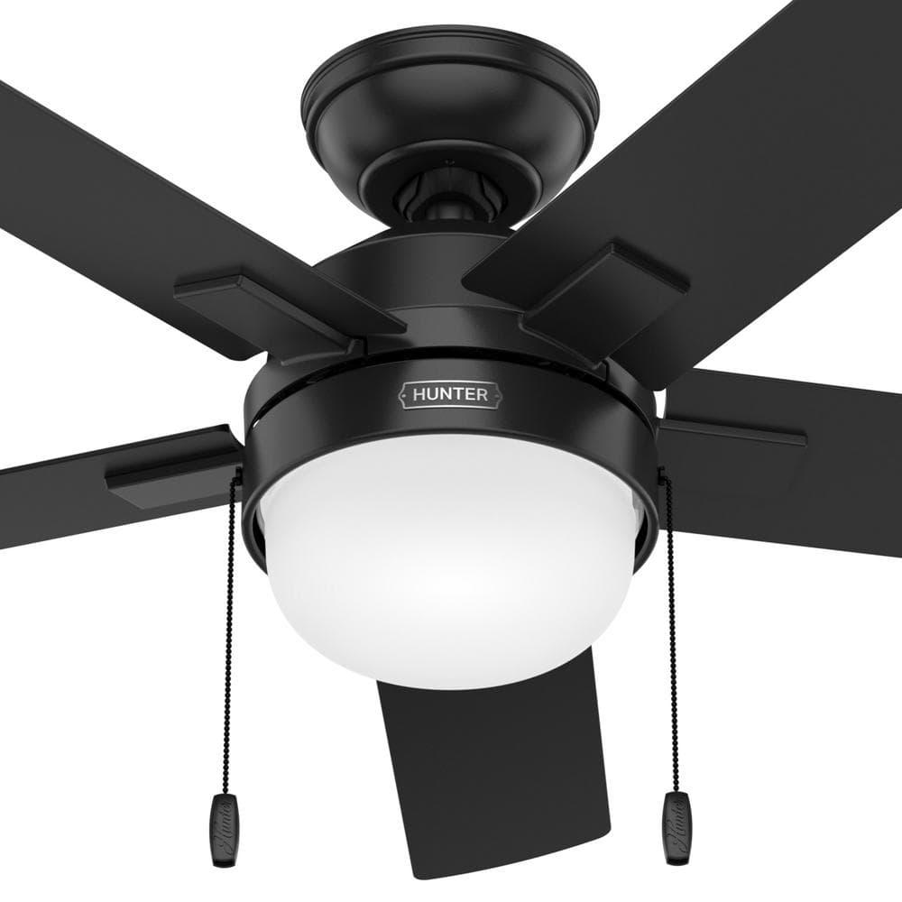 Hunter Zeal 44 in Matte Black Indoor Ceiling Fan with Light Kit