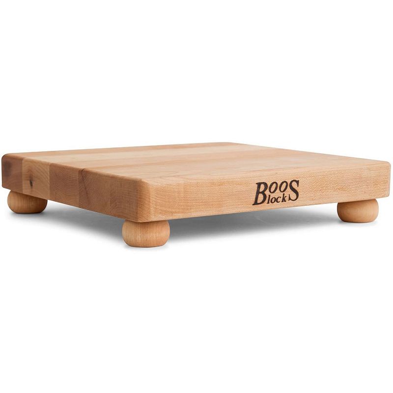 John Boos 12 Inch Wide Flat Edge Grain Cutting Board with Feet， Maple Wood Grain