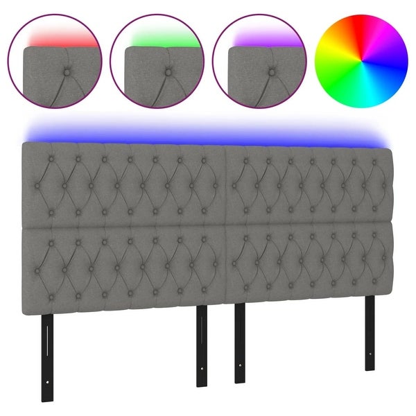 vidaXL LED Headboard Dark/Light Gray Fabric - - 37421103