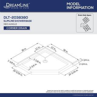 DreamLine Prism 38 in. x 38 in. x 74.75 in. Semi-Frameless Pivot Neo-Angle Shower Enclosure in Brushed Nickel with White Base DL-6031-04