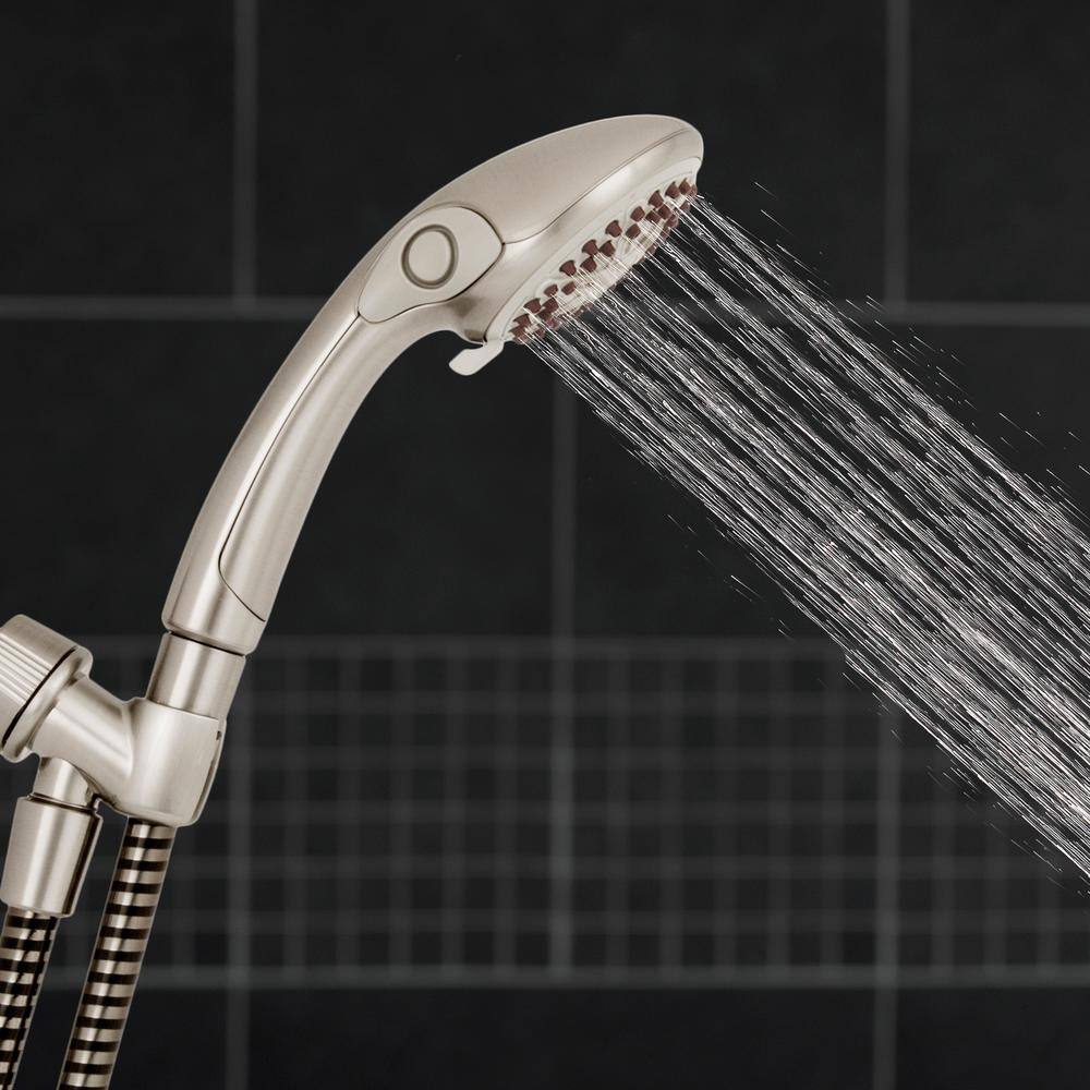 Waterpik 3-Spray 3.3 in. Single Wall Mount Handheld Adjustable Shower Head in Brushed Nickel VBE-459