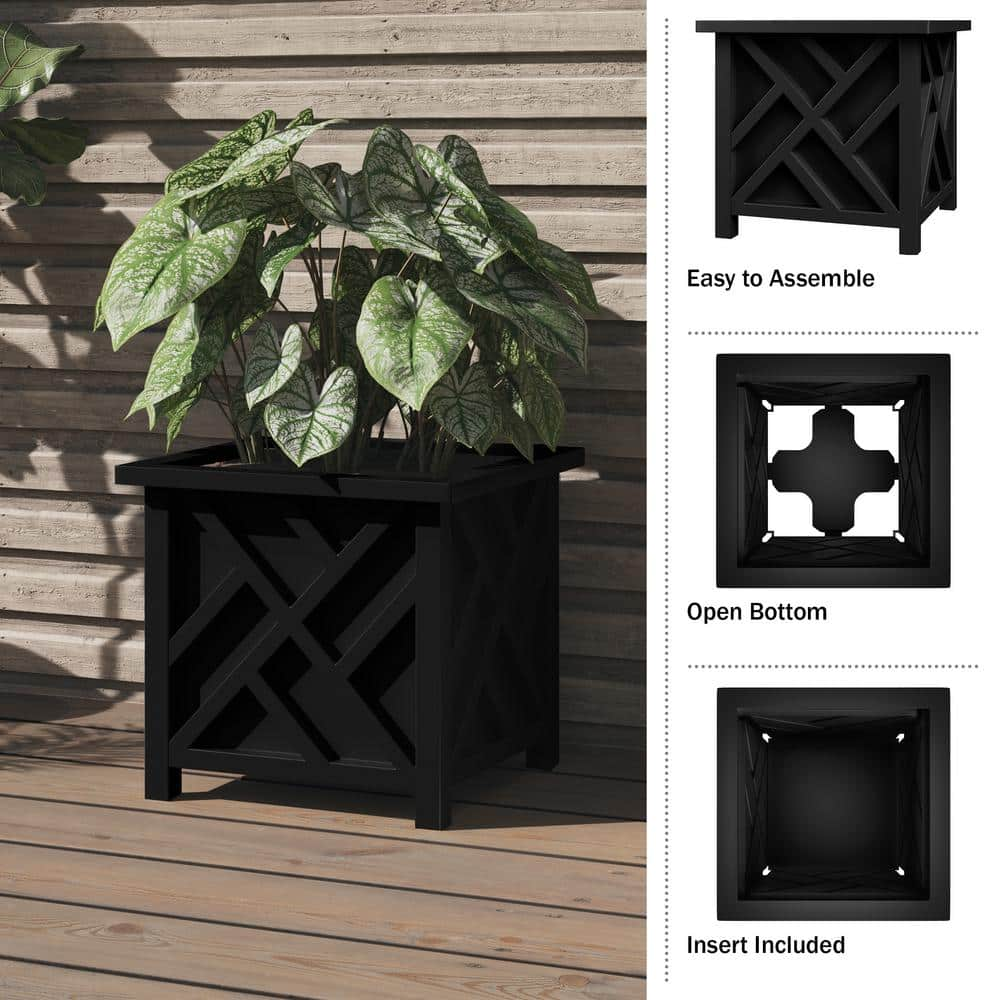 Pure Garden 15.5 in. L x 15.5 in. W x 16.5 in. H Polypropylene Garden Planter Box Black 50-LG1361