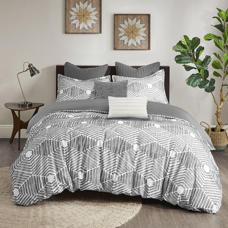 INK+IVY Ellipse Cotton Jacquard Duvet Cover Set with Shams