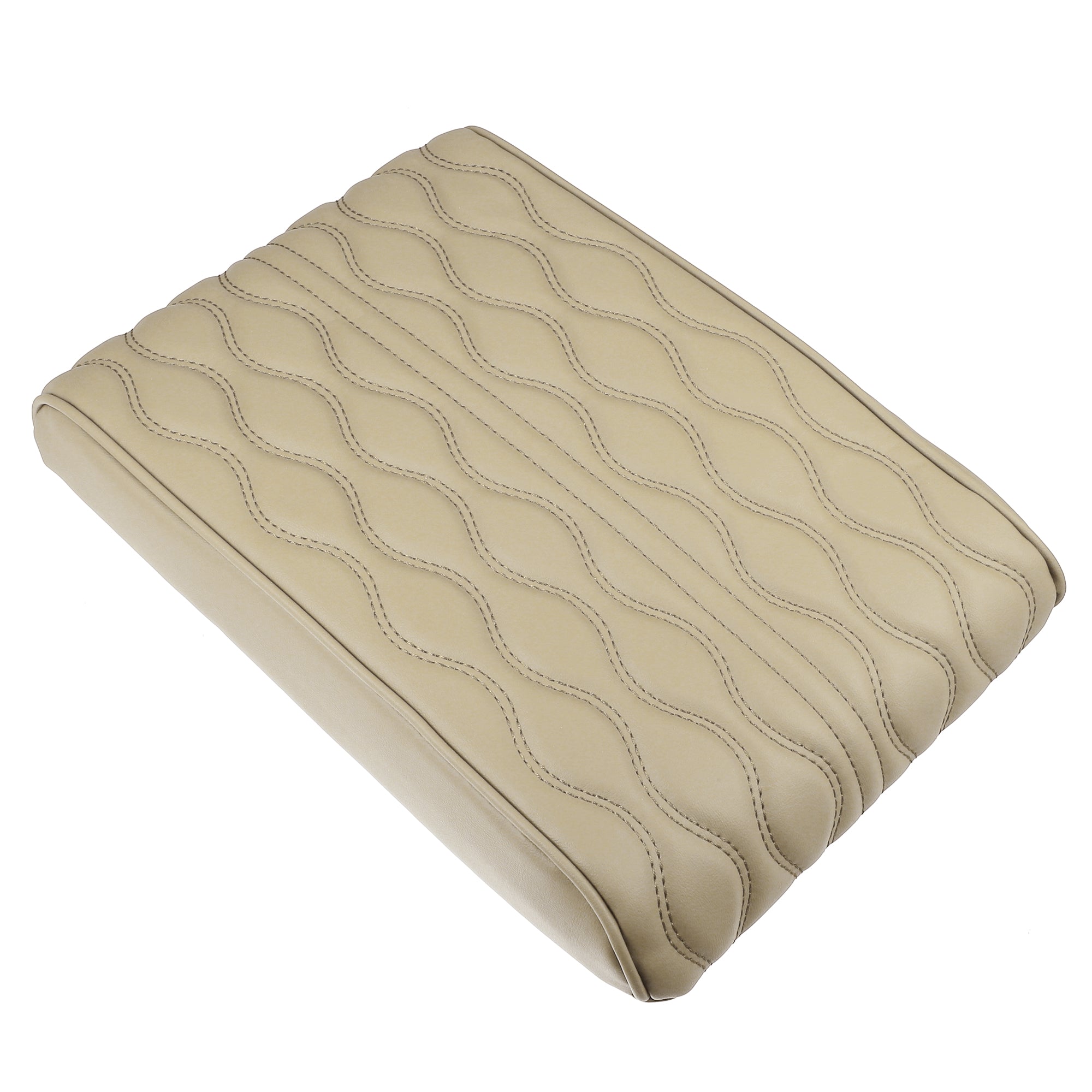 Auto Armrest Cushion Cover Center Console Box Pad Waterproof Faux Leather Cushion Pad Protector Universal Beige