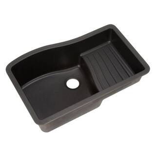 Swan Ascend Undermount Granite 32 in. 0-Hole Single Bowl Kitchen Sink in Nero QU03322AD.077