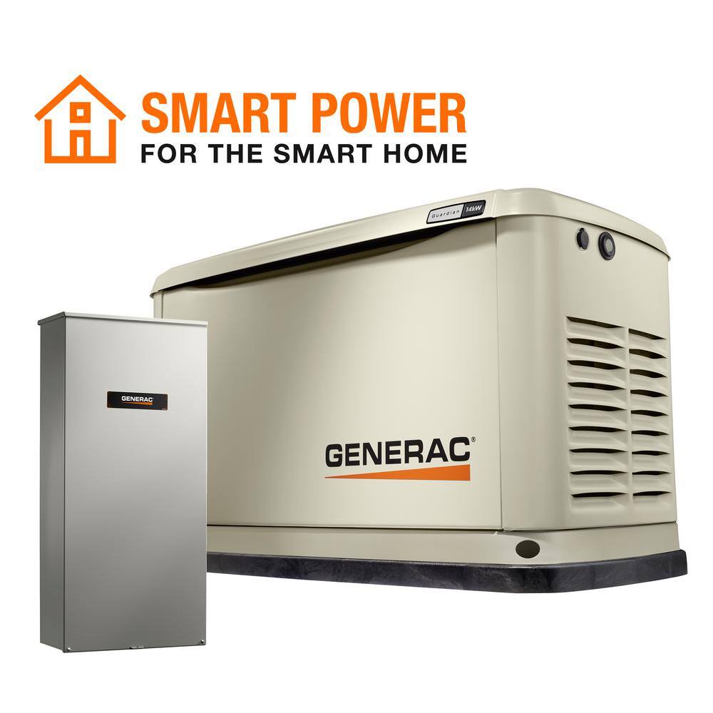 Generac Guardian 14000-Watt Air-Cooled Whole House Generator with Wi-Fi and 100-Amp Transfer Switch 7224