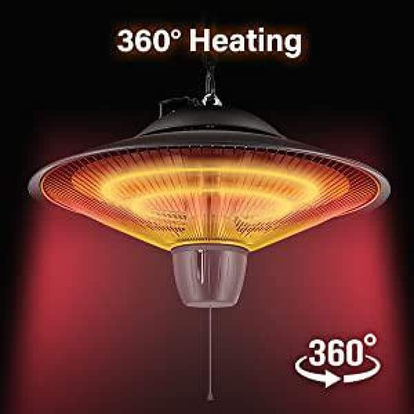 Afoxsos 600-Watt/1500-Watt Simple Deluxe Patio Portable Outdoor Heating with Overheat Protection, Ceiling-Mounted Heater HDMX1302