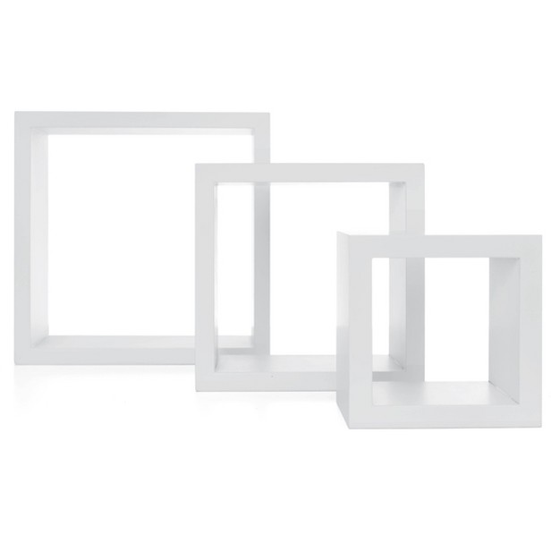 Set Of 3 Cubbi Floating Wall Shelves White