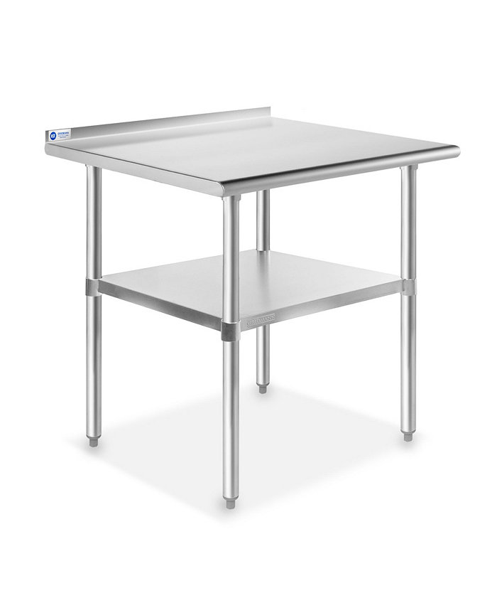 GRIDMANN 30 x 24 Inch Stainless Steel Table w  Backsplash and Undershelf NSF Commercial Kitchen Work and Prep Table