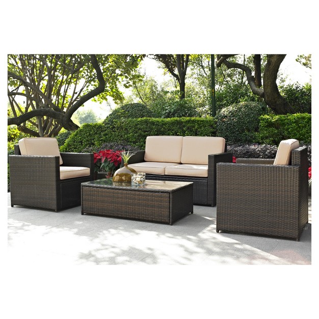 Palm Harbor 4pc All weather Wicker Patio Seating Set Sand Crosley