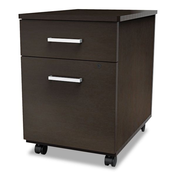 Linea Italia Trento Line Mobile Pedestal File， Left or Right， 2-Drawers: Box/File， Legal/Letter， Mocha， 16.5