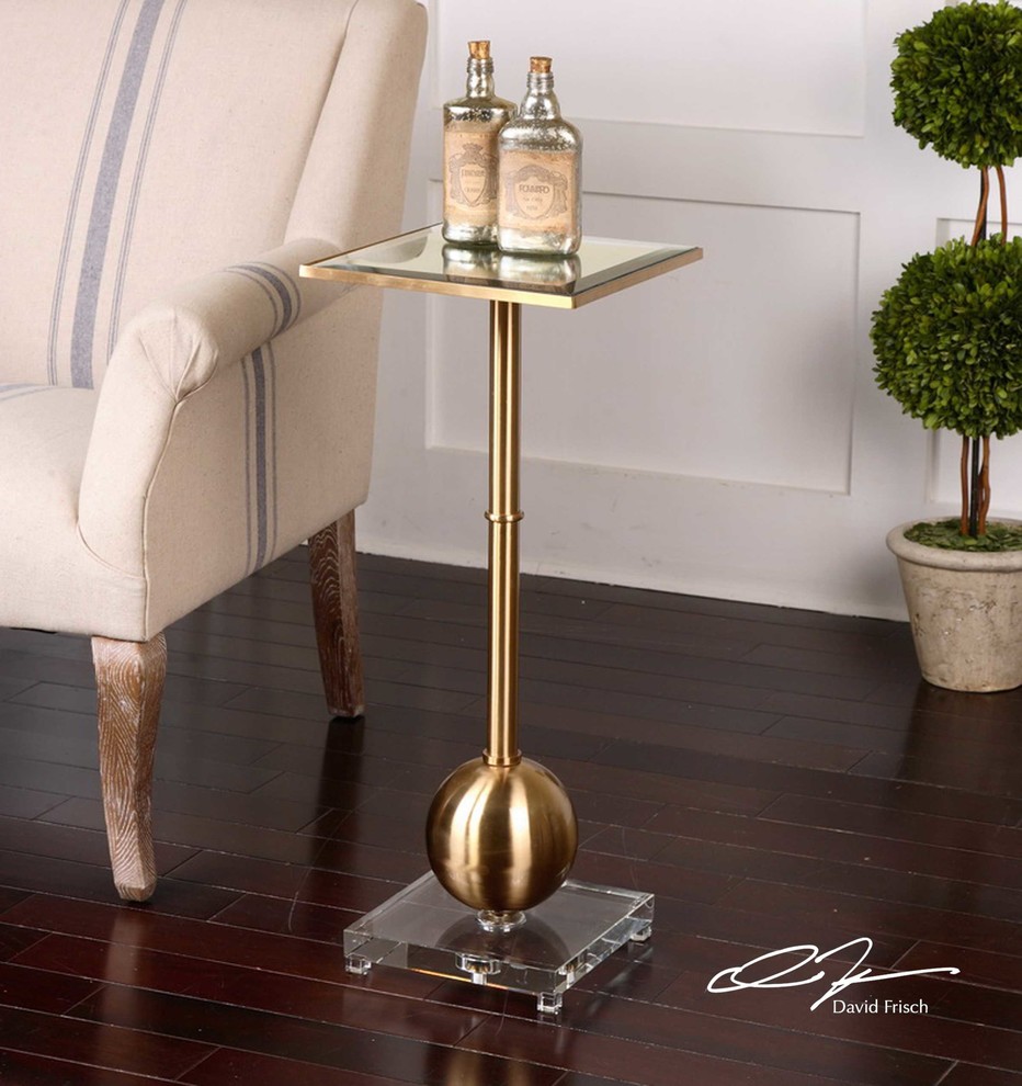 Laton Mirrored Accent Table By Designer David Frisch   Side Tables And End Tables   by Ownax  Houzz