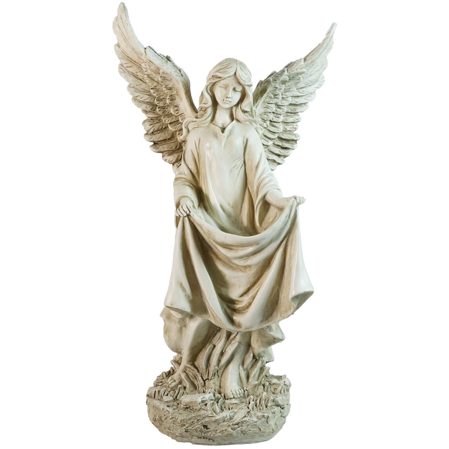 23.25" Standing Religious Angel Outdoor Garden Bird Bath or Feeder Statue