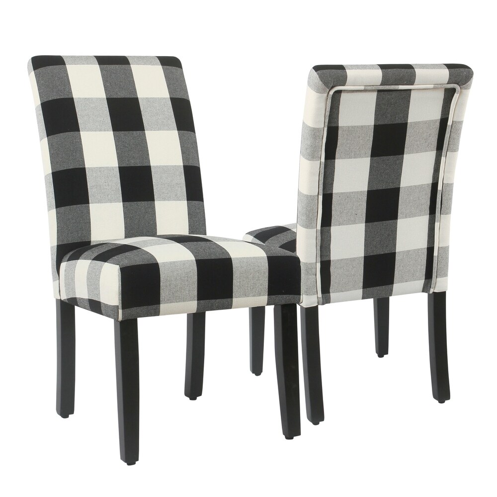 HomePop Black Plaid Parsons Dining Chair (Set of 2)