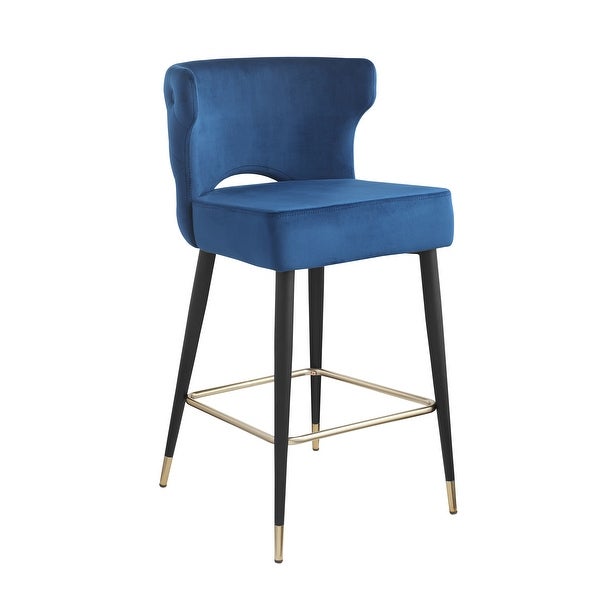 Set of 2 Contemporary Velvet Upholstered Stool with Metal Legs