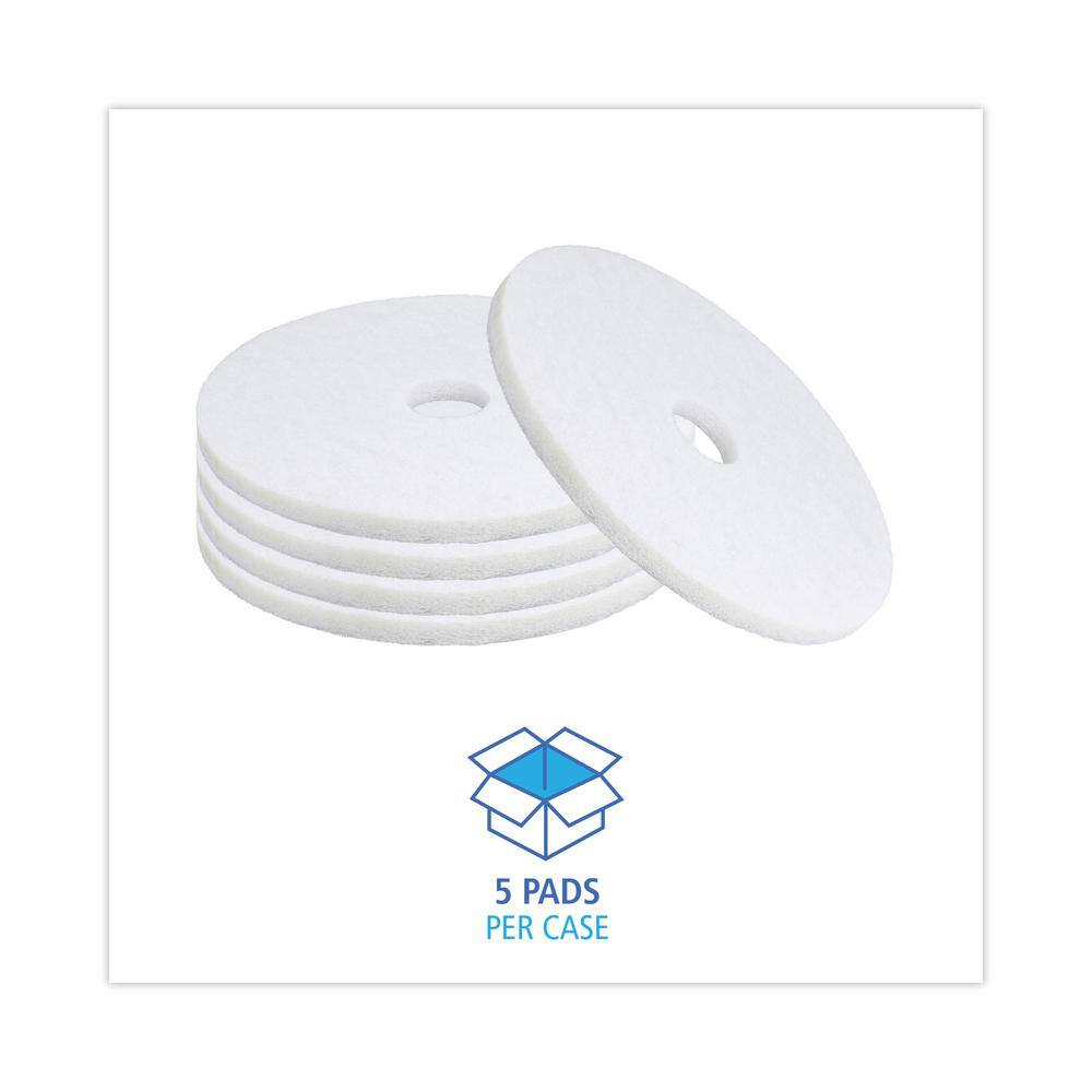 Boardwalk 19 in. Diameter White Polishing Floor Pads (5-Pack) BWK4019WHI