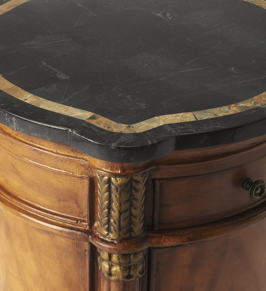 Montero Fossil Stone Drum Table  847070   Traditional   Side Tables And End Tables   by PARMA HOME  Houzz