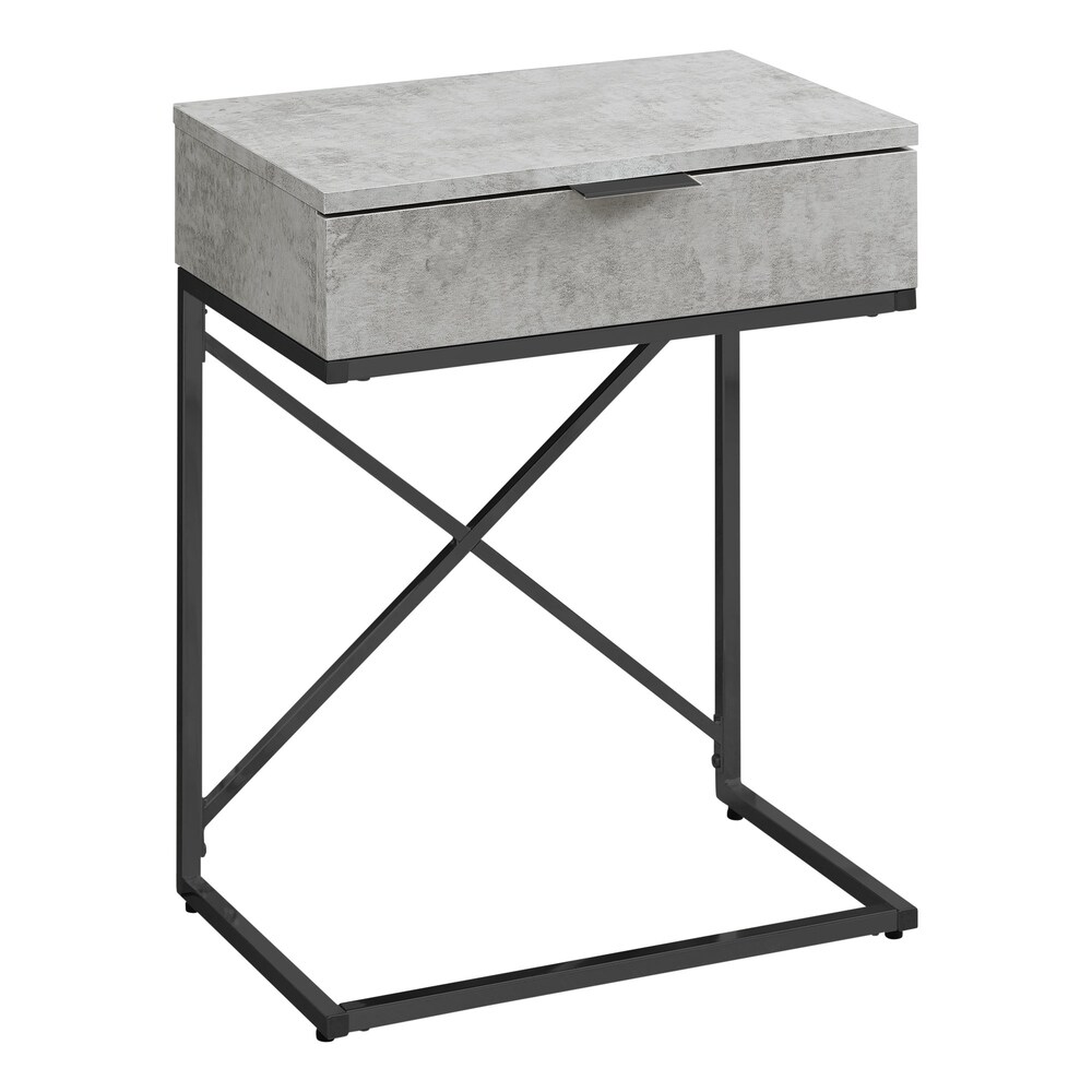 Accent Table  Side  End  Nightstand  Lamp  Storage Drawer  Living Room  Bedroom  Metal  Laminate  Chrome  Contemporary