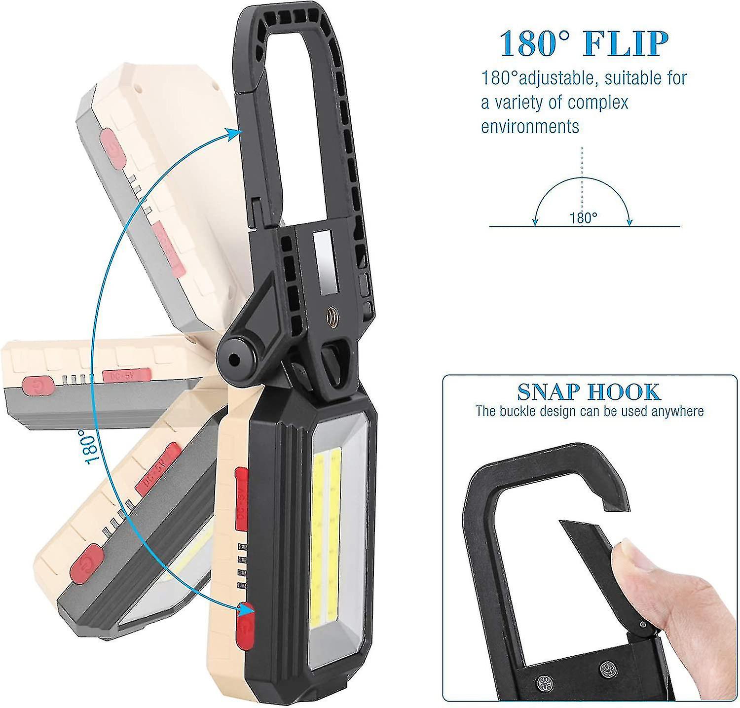 Led Torch Work Light， 10w Led Flood Light Rechargeable Portable Inspection Light Magnetic Torch With Usb