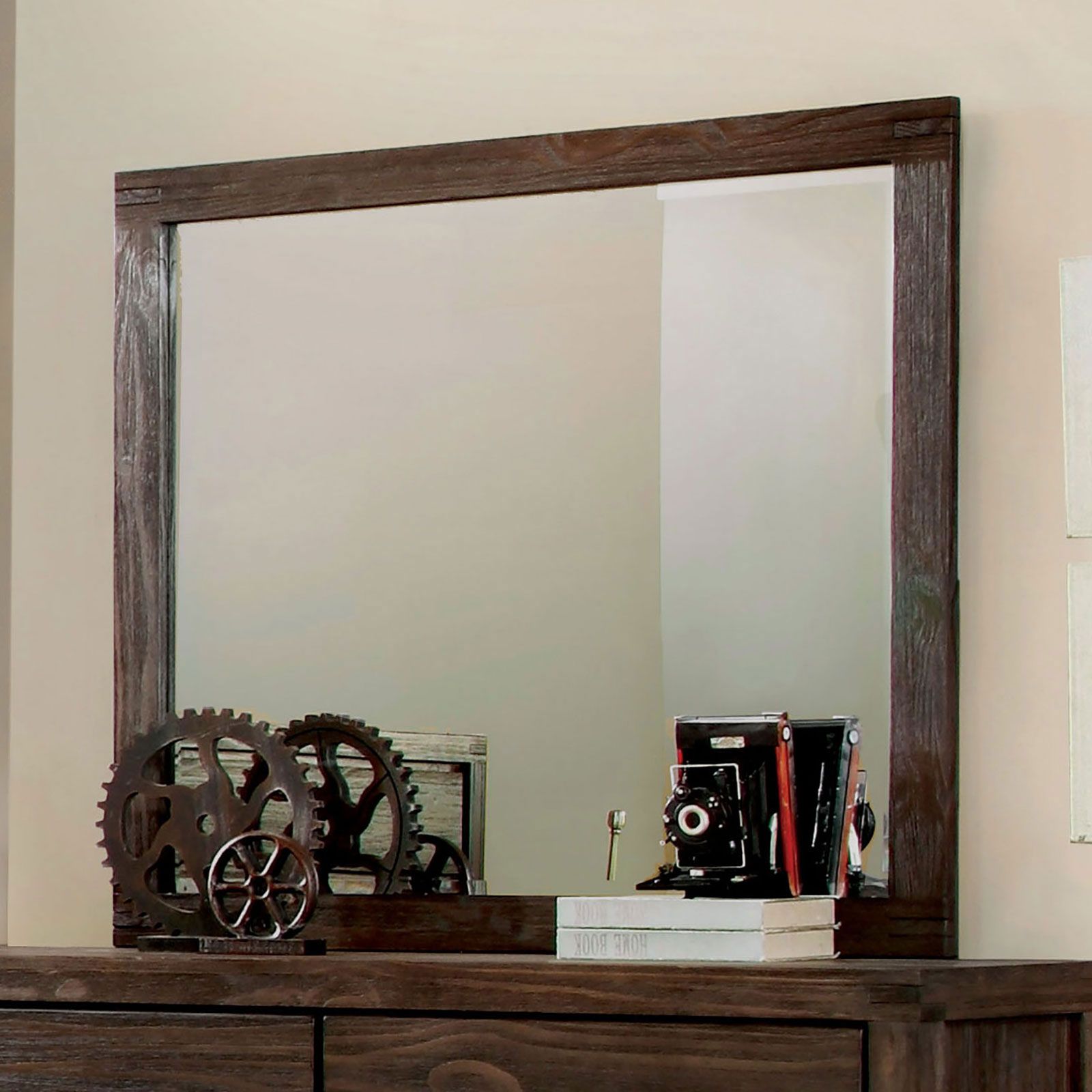 Rexburg Mirror  WireBrushed Rustic Brown