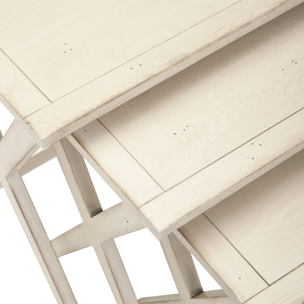 Beth Stacking Tray Tables White Birch   Farmhouse   Side Tables And End Tables   by Virgil Stanis Design  Houzz