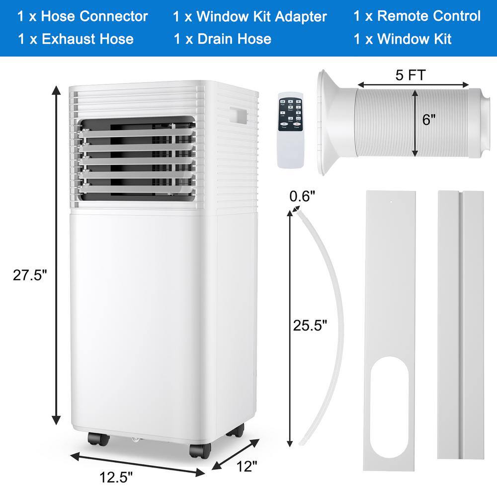 Costway 8000 BTU (ASHRAE) Portable Air Conditioner 3-in-1 Air Cooler with Dehumidifier and Fan Mode in Black FP10110US-BK