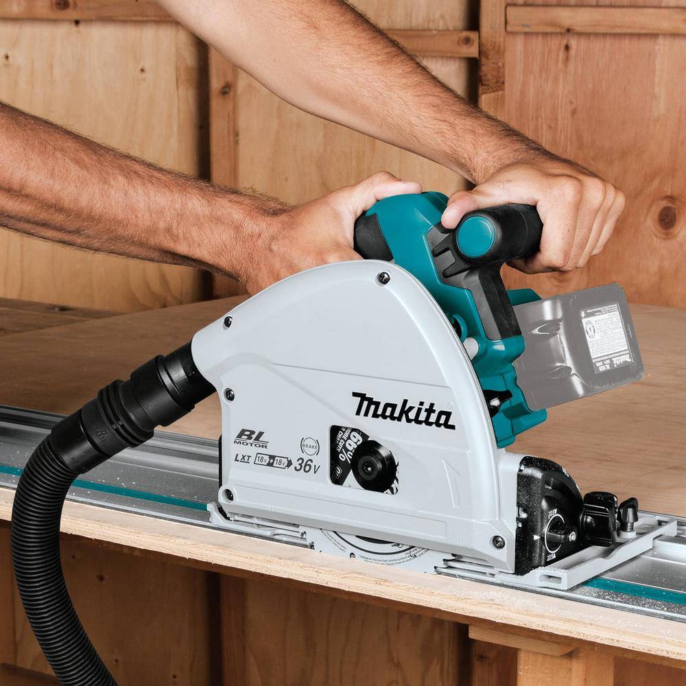 Makita 18V X2 LXT(36V) Brushless 6-12 in. Plunge Circular Saw with Bonus 6-12 in. 56T Carbide-Tipped Plunge Saw Blade XPS02ZU-B-57342