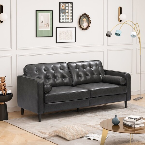 3 Seater Tufted Leather Sofa