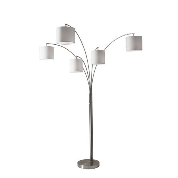 Trinity 5 arm Arc Lamp Steel Adesso