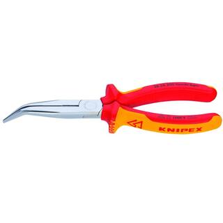 KNIPEX 8 in. 1000-Volt Insulated Angled Long Nose Pliers with Cutter 26 26 200