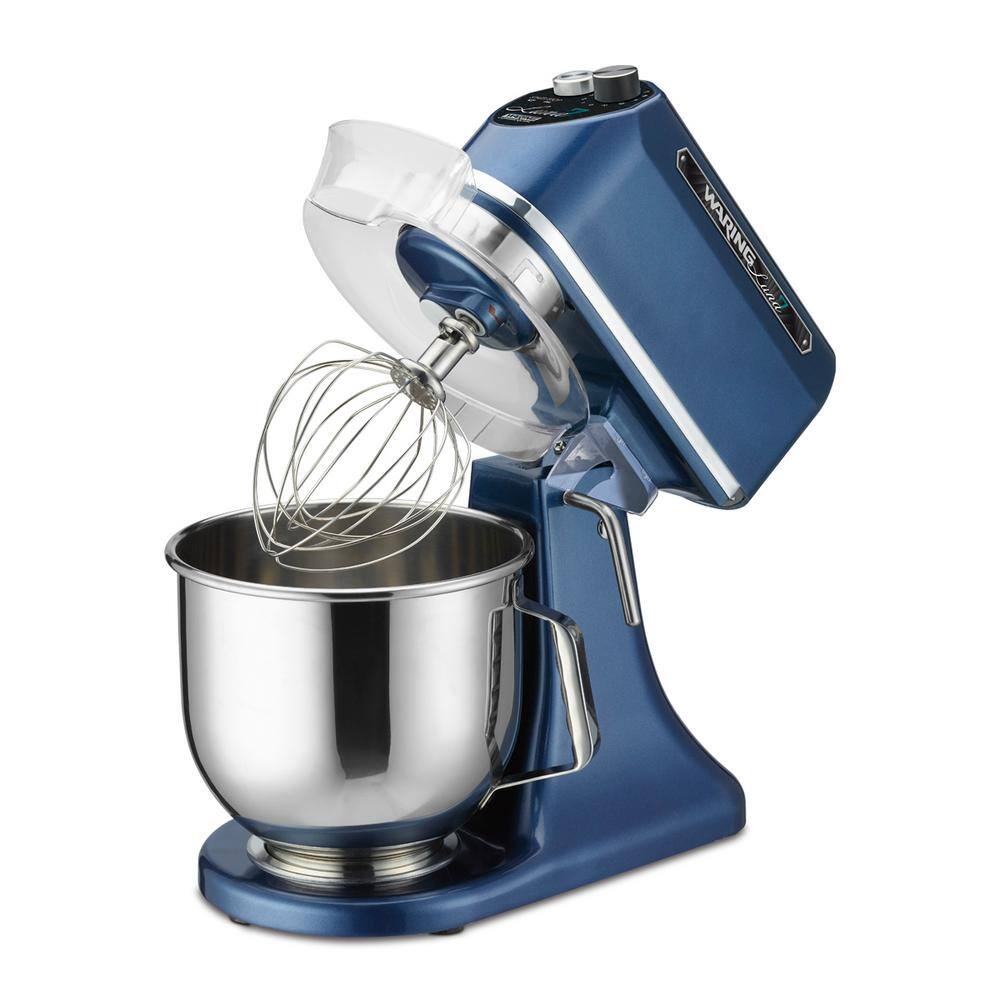 Waring Commercial Luna 7 Qt. 11-Speed Blue Stand Mixer with Dough Hook Mixing Paddle and Whisk WSM7L