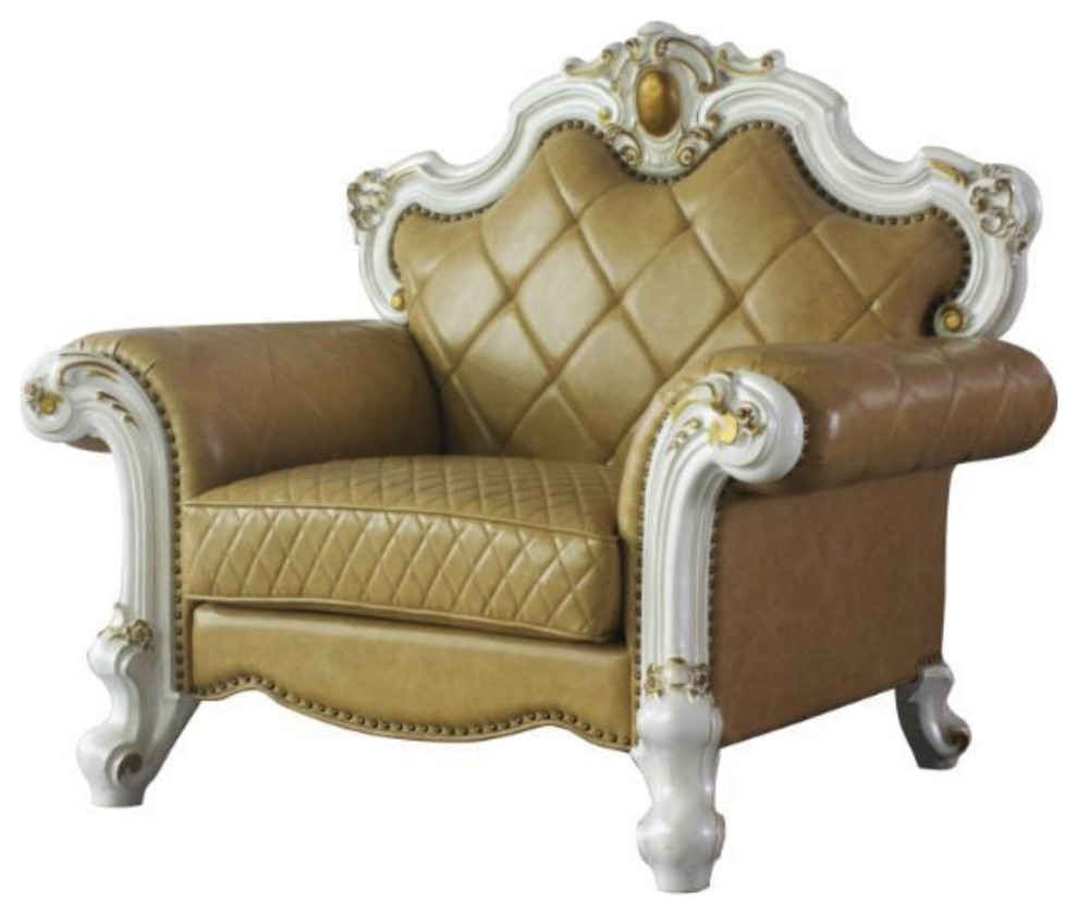 Ergode Chair With Pillow Antique Pearl and Butterscotch Pu   Traditional   Armchairs And Accent Chairs   by VirVentures  Houzz