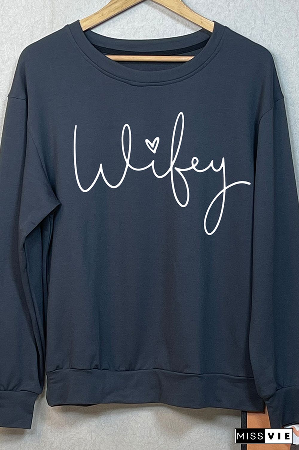 Wifey Print Long Sleeve Sweatshirts Women Wholesale