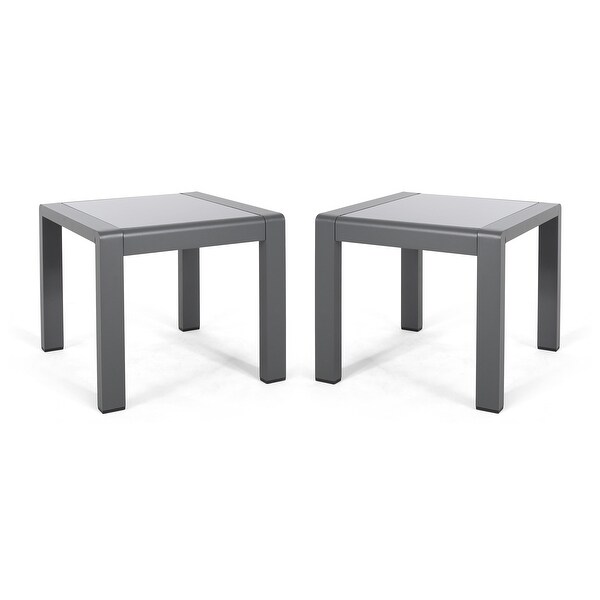 Cape Coral Outdoor Aluminum Side Table (Set of 2) by Christopher Knight Home