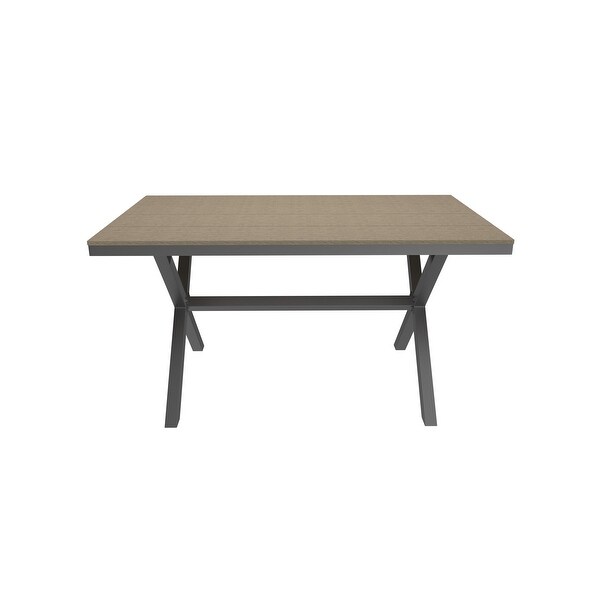 Rectangular Outdoor Dining Table with Imitation Wood Grain