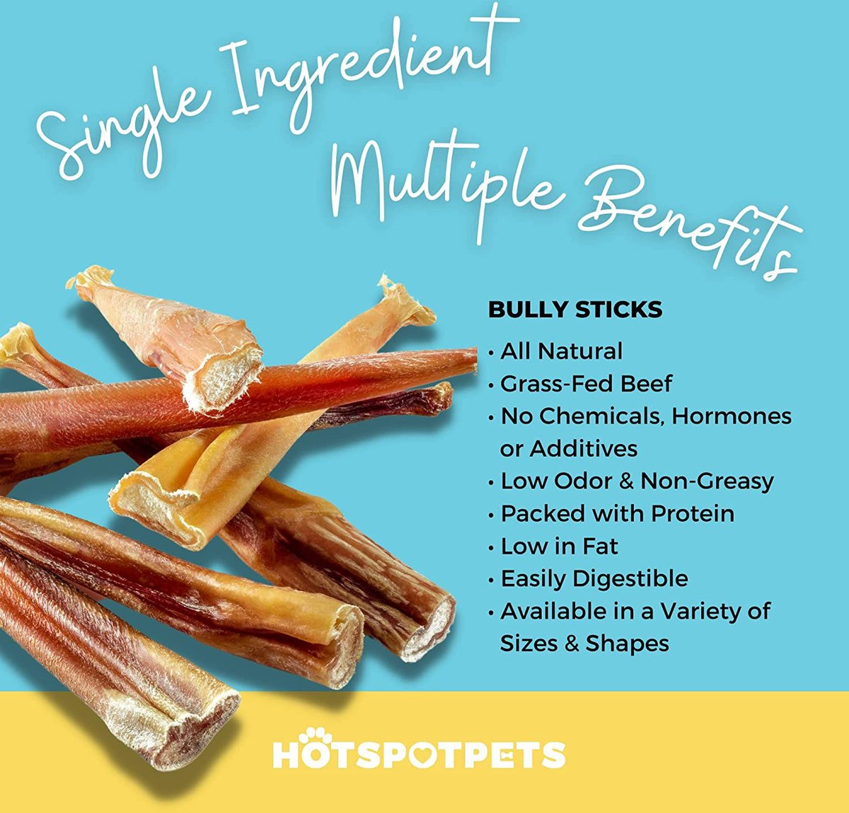 HOTSPOT PETS 6-inch Super Slim Premium Bully Sticks Chews Dog Treats