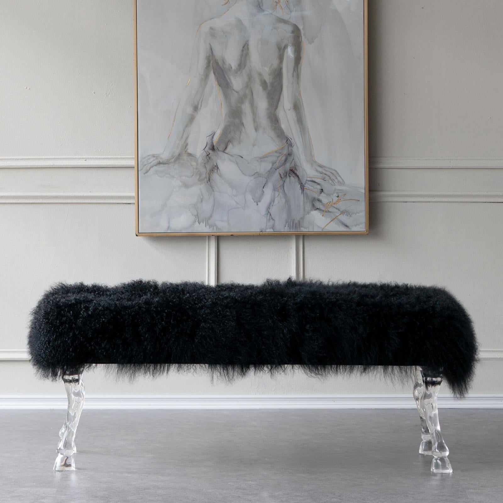 A & B Home Mongolian Fur Bedroom Bench