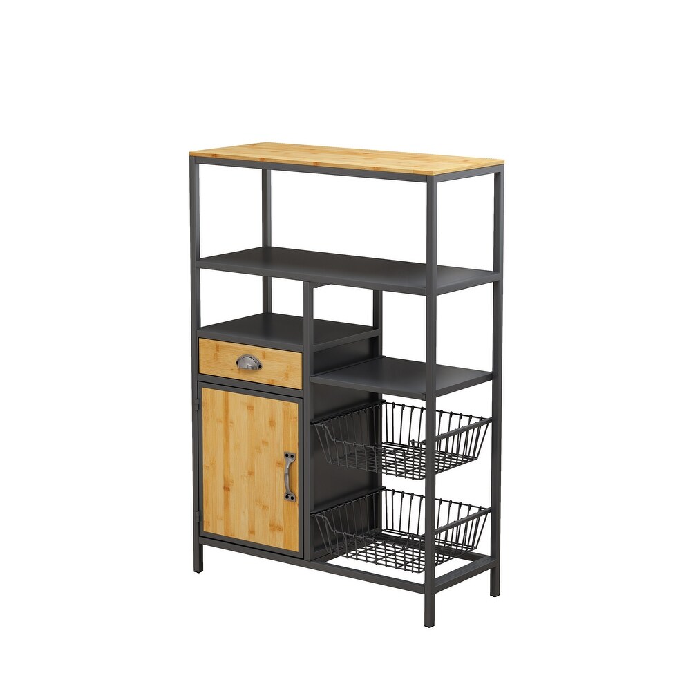 Storage Rack with Drawer Cabinet and 2 Baskets