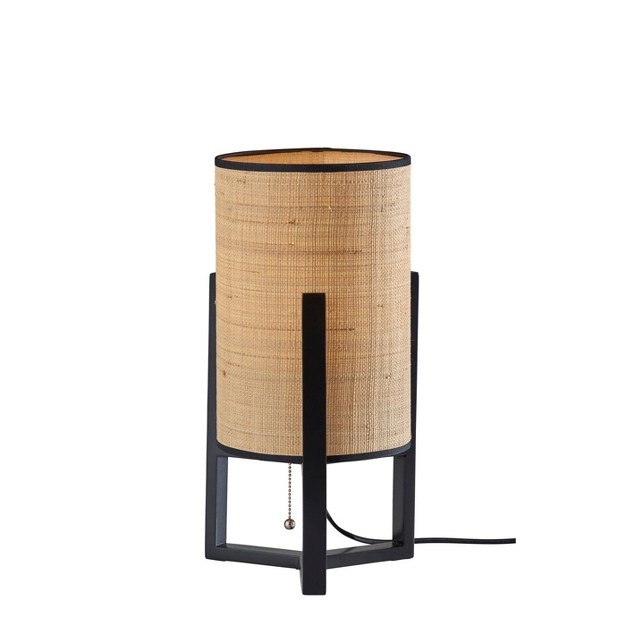 Quinn Table Lantern Wood Black Adesso