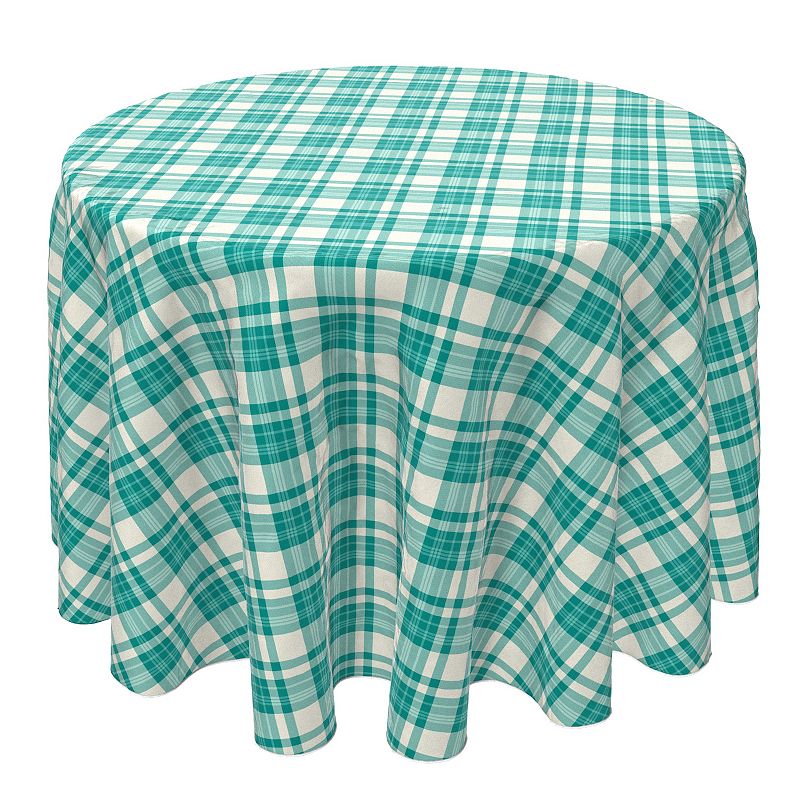 Round Tablecloth， 100% Cotton， 60 Round， Plaid 11