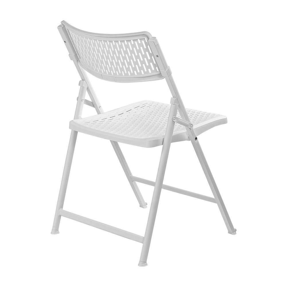 National Public Seating Oversized 18 in. Premium White Polypropylene Seat Metal AirFlex Series Folding Chair (Set of 4 Chairs) 1421