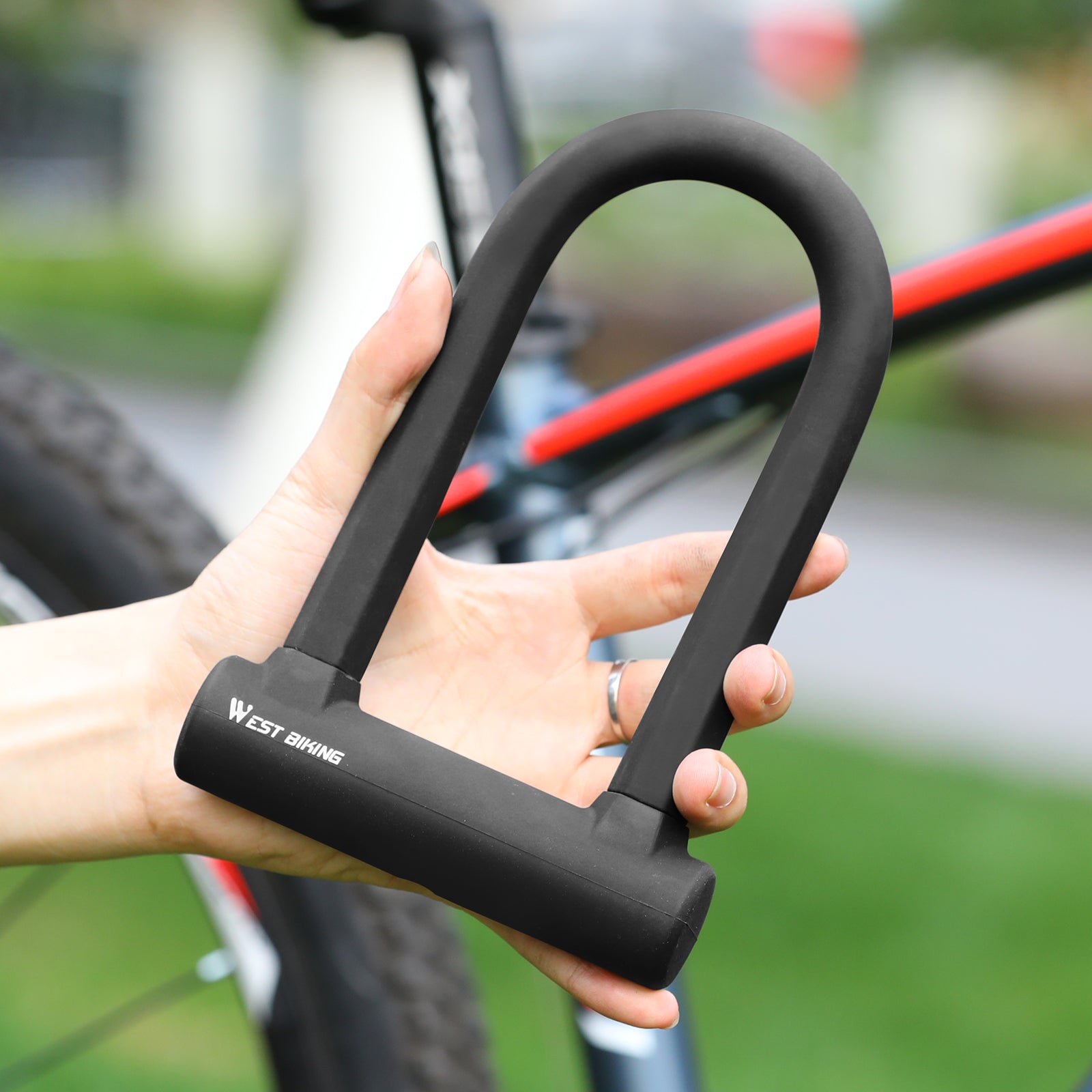 West Biking Combination U Lock， Anti-Theft Heavy Duty Bicycle Lock， 2 Keys