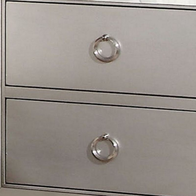 Two Drawer Nightstand With Mirror Insert Front Trim， Platinum