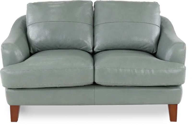 Palmer Ice Blue Leather Loveseat