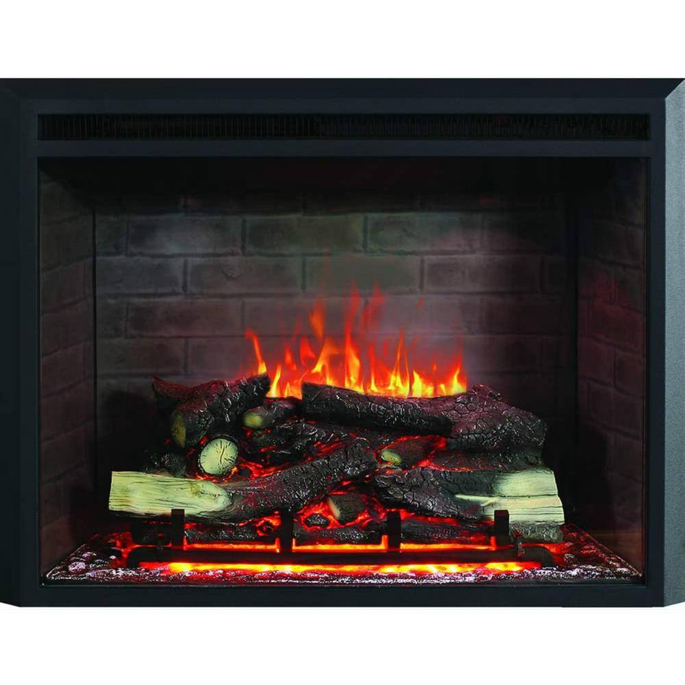 Boyel Living 43 in. Classic Brick Background LED Touch Recessed Wall Electric Fireplace 400sq Ft in Black VL-EF40T