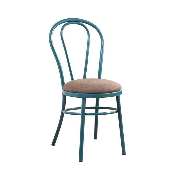 Set of 2 Metal Side Chair with Seat Cushion Brown and Teal - 17x36