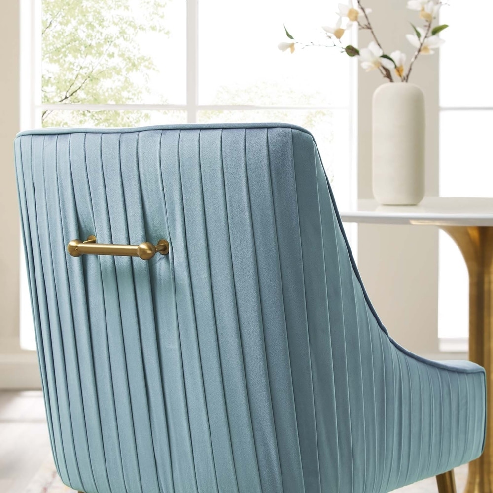 Pleated Back Upholstered Performance Velvet Dining Chair