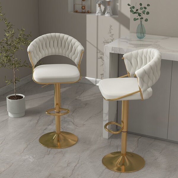 2 Set Modern Bar Stools with Velvet Seat