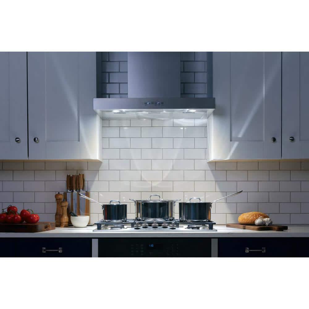 GE 30 in Wall Mount Range Hood with LED Light in Stainless Steel